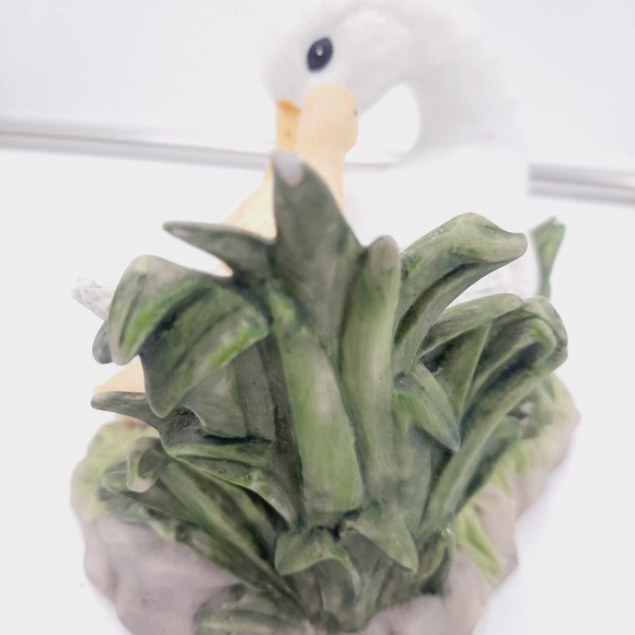 Vintage 1983 Enesco White Duck Mama & Baby Yellow Duckling Pond lily padFigurine - Picture 5 of 8